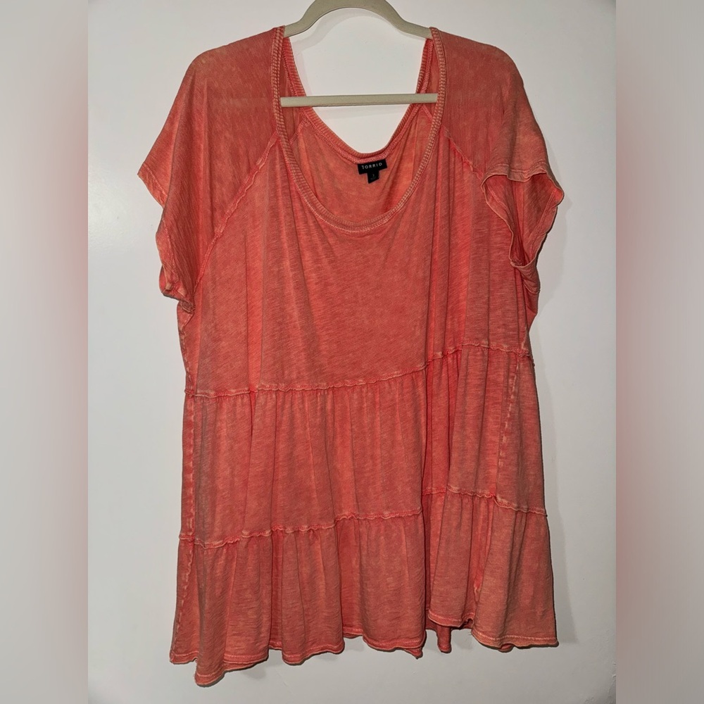 Torrid Coral Jersey Scoop Neck Short Sleeve Tee